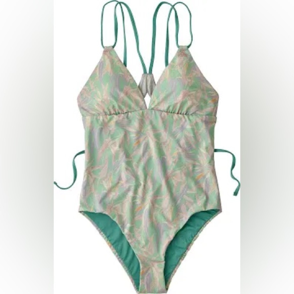 Patagonia Mint Green Floral One Piece Swimsuit